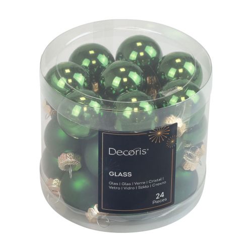 Itens Mini bolas de Natal vidro verde brilhante/mate Ø2,5cm 20 un