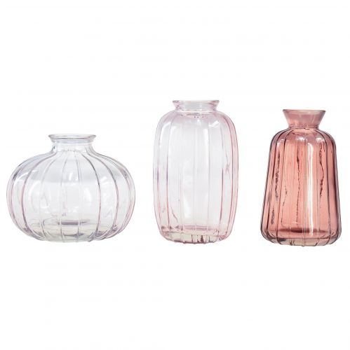 Itens Mini vasos vasos decorativos de vidro vasos de flores Alt.8,5–11 cm conjunto de 3