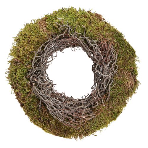 Floristik24 Coroa de musgo guirlanda decorativa verde musgo com erva-rato natural Ø30cm