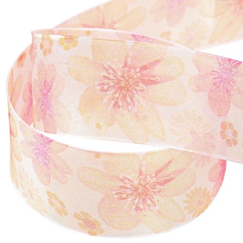 Itens Fita de organza com flores fita para presente damasco 40mm 15m