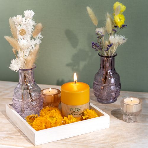 Itens Vela pilar PURE amarelo mel Velas Wenzel 90×70mm