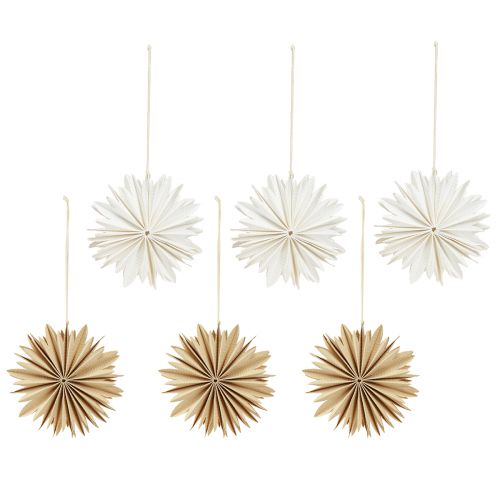 Itens Estrelas de papel para pendurar decorações de árvores brancas naturais 16cm 6 un