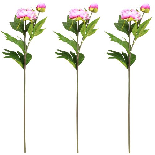 Itens Peônias Flores Artificiais de Haste Longa Rosa 70cm 3 unidades