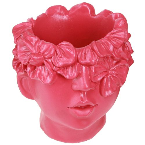 Plantador de busto em poliresina com cabeça de planta rosa 13,5×13×15cm