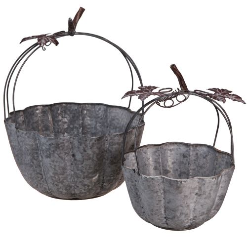 Tigela de metal abóbora decorativa vaso zinco Ø21/30cm conjunto de 2 peças