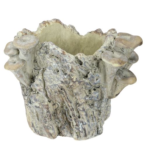 Itens Vaso de pedra fundida com cogumelos e toco de árvore 16cm