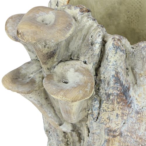 Itens Vaso de pedra fundida com cogumelos e toco de árvore 16cm