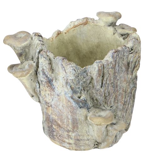 Itens Vaso de pedra fundida com cogumelos e toco de árvore 16cm