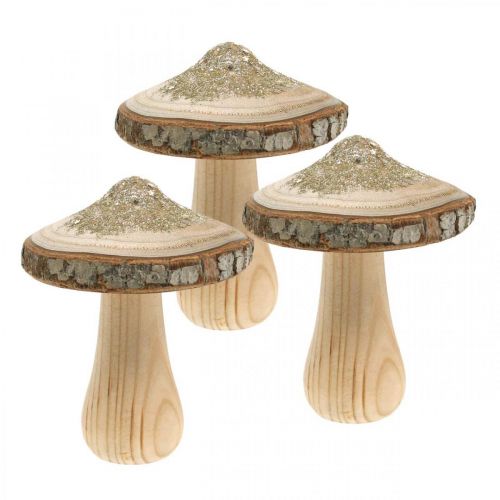 Itens Casca de cogumelo de madeira e glitter deco cogumelos madeira A 8,5 cm 4 unidades