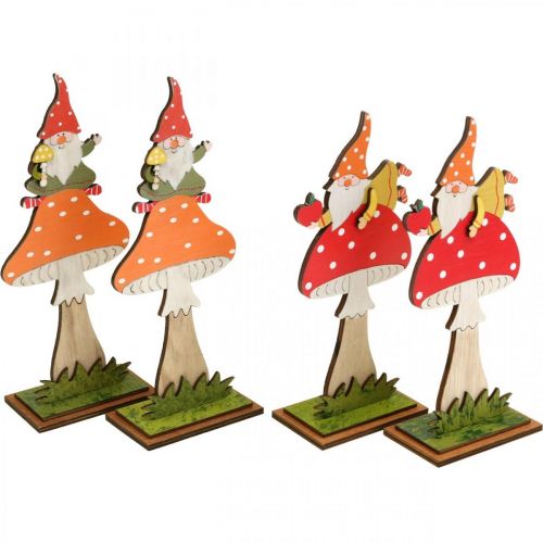 Itens Fly agaric para o outono, decoração em madeira, gnomo em cogumelo laranja / vermelho H21 / 19,5 cm 4 unidades