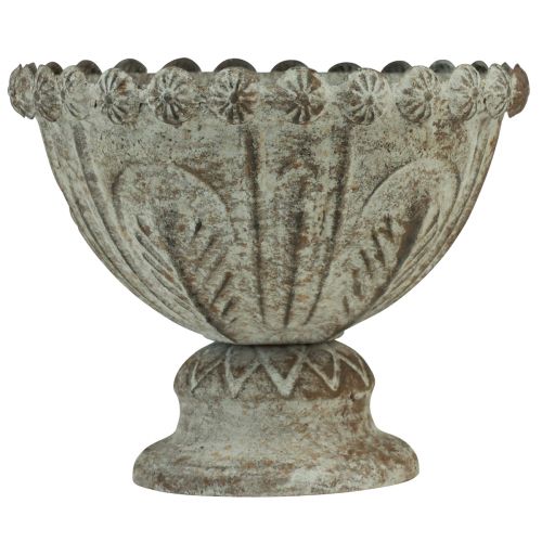 Itens Vaso copo decorativo de metal marrom branco Ø15cm Alt.12,5cm