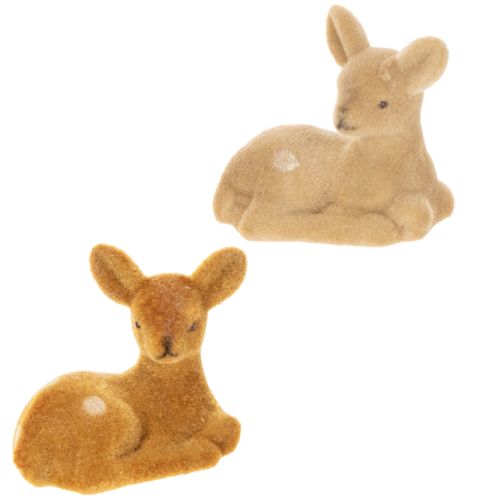 Itens Conjunto de 6 estatuetas decorativas de cervo reclinado para decoração de mesa, 8 cm.