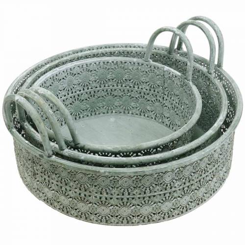 Itens Tigela decorativa de metal com alças Conjunto de cachepot vintage de 3