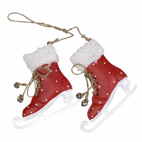 Floristik24 Decorações de árvore de Natal patins de gelo para pendurar vermelho, branco 10,5 × 10cm