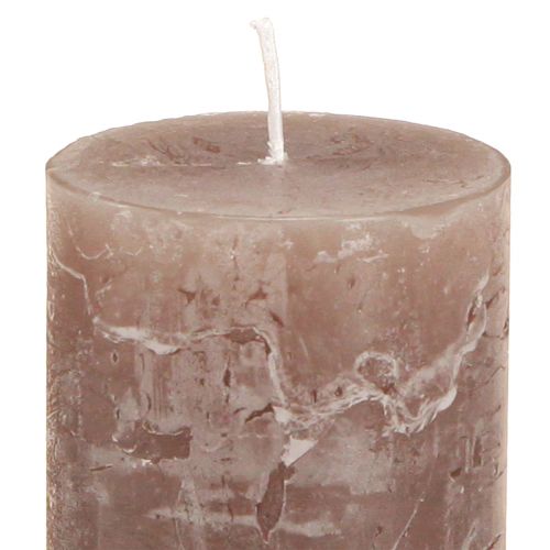 Floristik24 Velas pilar estreitas castanho 3 cores 50x100mm 12 un
