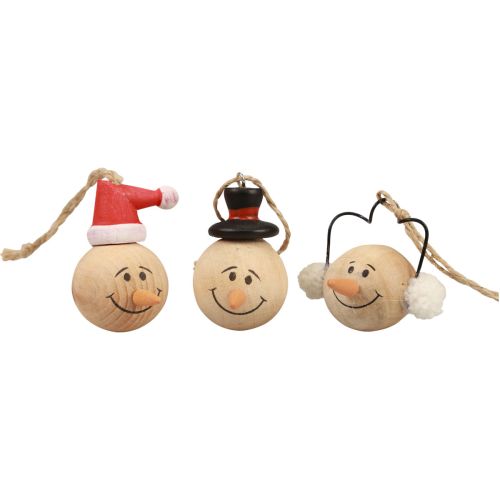 Itens Cabide de decoração de madeira para boneco de neve Natal Natural 5cm 12 unidades