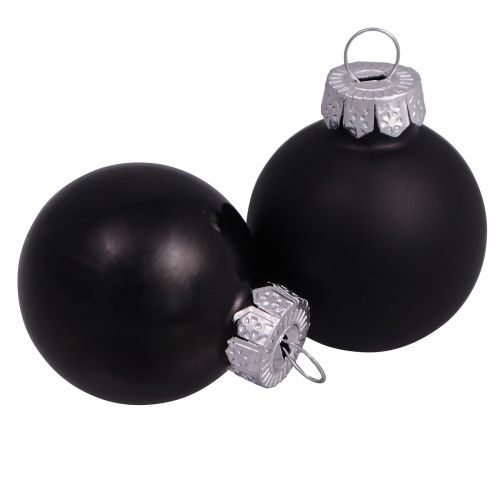 Floristik24 Bolas de Natal pretas vidro mini brilho fosco Ø3cm 22 un