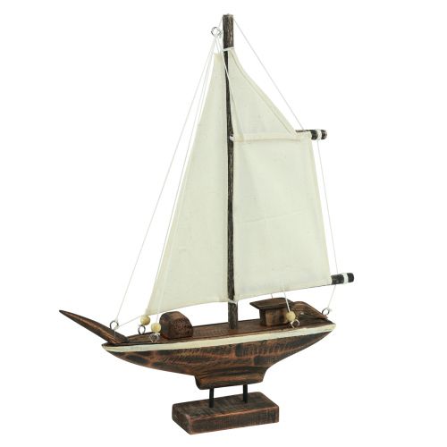 Itens Barco à vela decoração navio madeira de pinho marrom 32×5×41cm