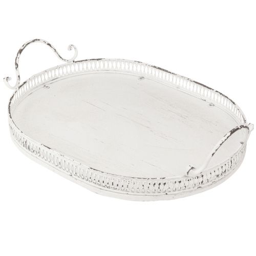 Itens Bandeja oval Shabby Chic com alças branca 36/45cm conjunto de 2 peças