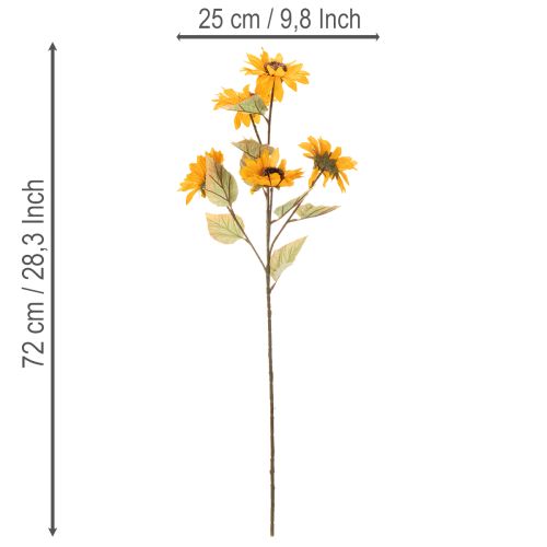 Itens Flor de girassol artificial, decoração realista, 72 cm, 2 peças.