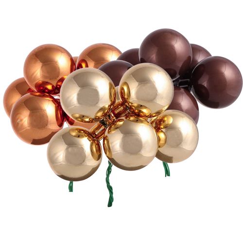 Floristik24 Bolas de Natal com frutas espelhadas marrom dourado Ø40mm 32 un