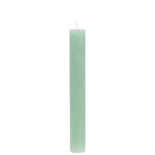 Floristik24 Velas cônicas de cor sólida verde claro 34 mm x 240 mm 4 unidades