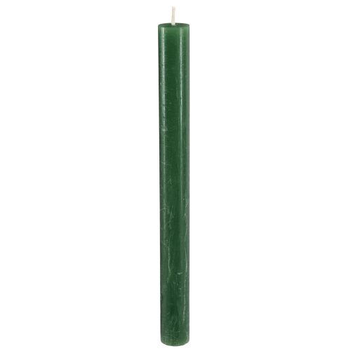 Floristik24 Velas cônicas, velas de cor sólida, verde escuro, 21×240mm, 12 peças