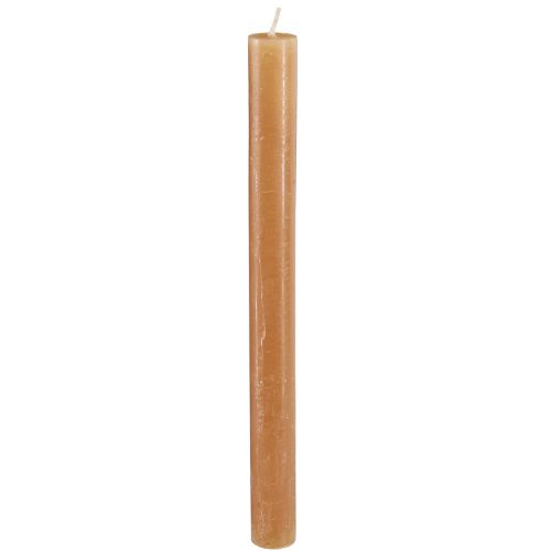 Floristik24 Velas em bastão, velas de cor sólida, caramelo, 21×240mm, 12 peças