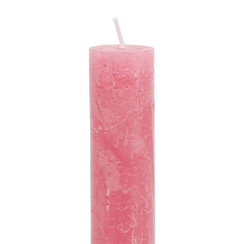 Itens Velas em bastão tingidas de rosa 34 mm x 240 mm 4 un