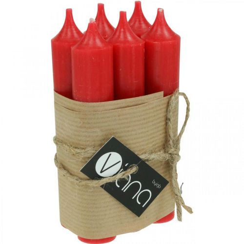 Itens Velas cônicas velas curtas decoração vermelha Natal Ø21/110mm 6pcs