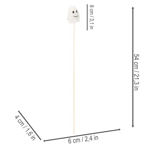 Itens Fantasmas em palitos de madeira, decoração de Halloween, 54 cm, 8 peças