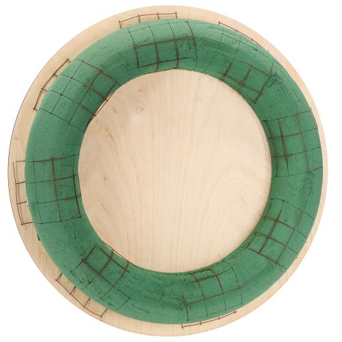 Itens Coroa de espuma floral, base de madeira, espuma floral úmida, 38 cm, 2 peças