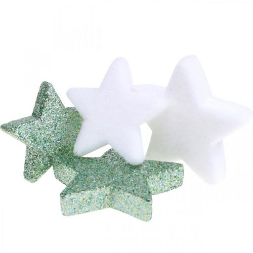 Itens Decoração dispersa de Natal estrelas espalhadas verde branco Ø4/5cm 40 un