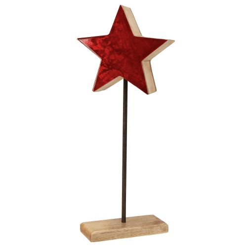 Floristik24 Decoração estrela vermelha natural com haste na base 20x9,5x50cm