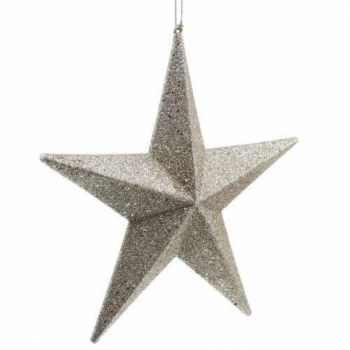 Itens Estrelas de brilho para pendurar champanhe Ø21cm 3pcs