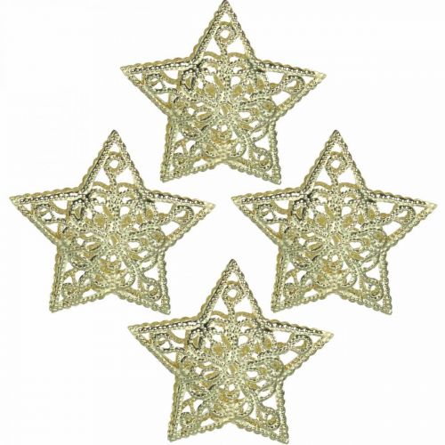 Dispersão estrelas decoração, fixação cadeia leve, Natal, decoração metal dourado Ø6cm 20 peças