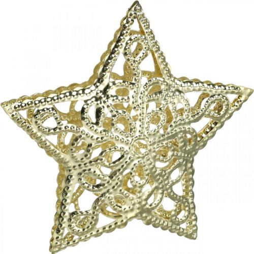 Itens Estrelas de decoração dispersas, fixação de luzes de fada, Natal, decoração de metal dourado Ø6cm 20 unid.