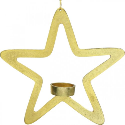 Floristik24 Porta-velas estrela decorativa em metal para pendurar dourado 24cm