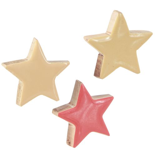 Floristik24 Decoração dispersa estrelas de madeira estrelas manga madeira damasco amarelo 5cm 12 un