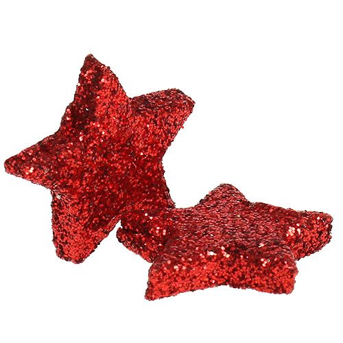 Itens Estrelas decorativas dispersas vermelhas 2,5 cm mica 96 unidades