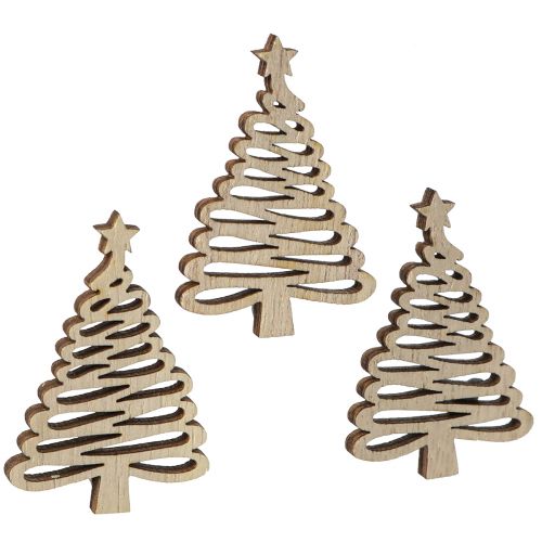 Floristik24 Decoração dispersa árvore de Natal natural 3x4,5cm 72 unidades