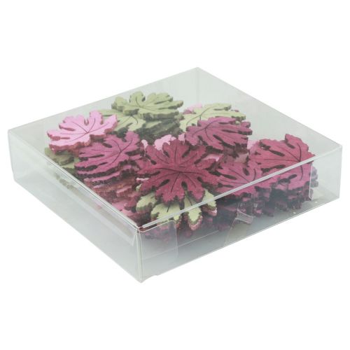 Itens Decoração dispersa madeira folhas de outono decoração de mesa roxo rosa verde 4 cm 72 peças