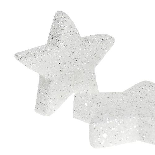 Itens Estrelas decorativas dispersas brancas com mica 4-5cm 40 un