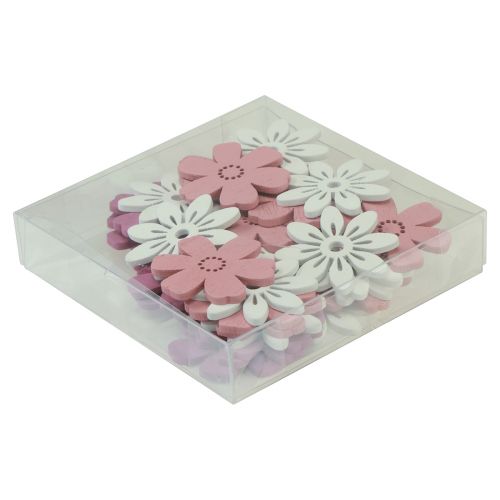 Itens Flores de mesa de decoração dispersas madeira branco rosa roxo 3,5 cm 36 unidades