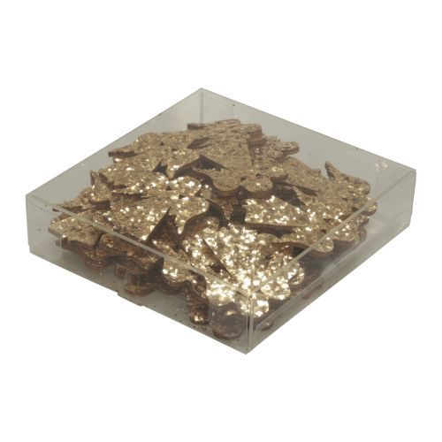 Itens Decoração dispersa de Natal anjo de madeira glitter dourado 5x3,5cm 48 unidades