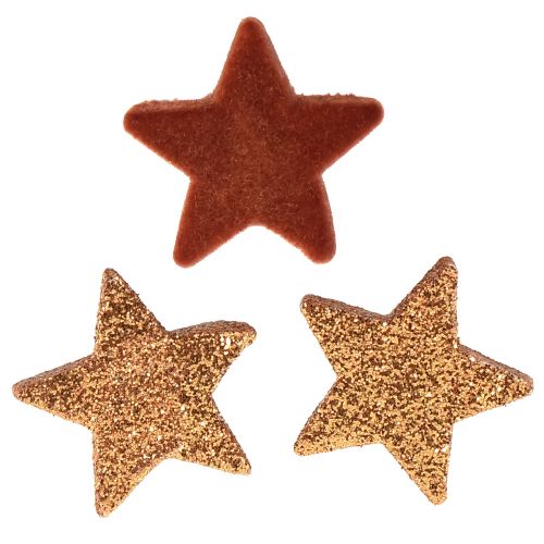 Floristik24 Decoração dispersa estrelas de Natal marrom/laranja Ø4/5cm 40 un