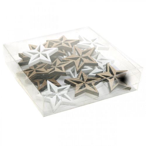 Itens Decoração de estrelas de madeira decoração dispersa natal branco/natural 3,5cm 48 un