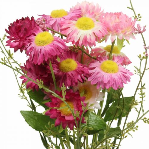 Itens Rhodanthe rosa-rosa, flores de seda, planta artificial, buquê de flores de palha L46cm