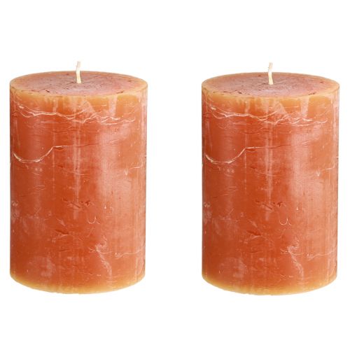 Itens Velas pilar laranja escuro cor sólida Sunset 85×120mm 2 un