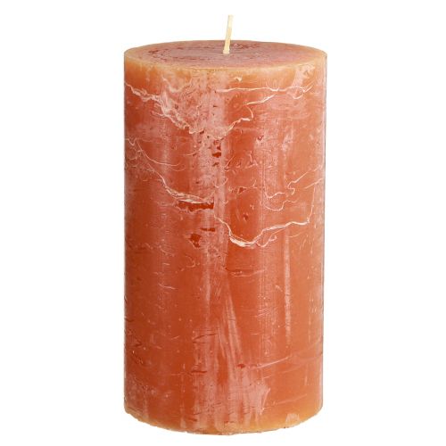 Floristik24 Velas pilares laranja escuro cor sólida Sunset 85×150mm 2 unidades